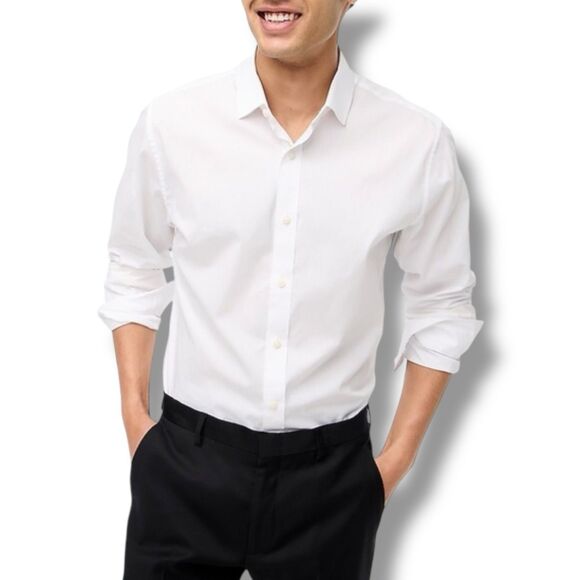 J Crew Dress Shirt Mens XL White Button Up Slim Fit Performance Business AS991 - Picture 1 of 13